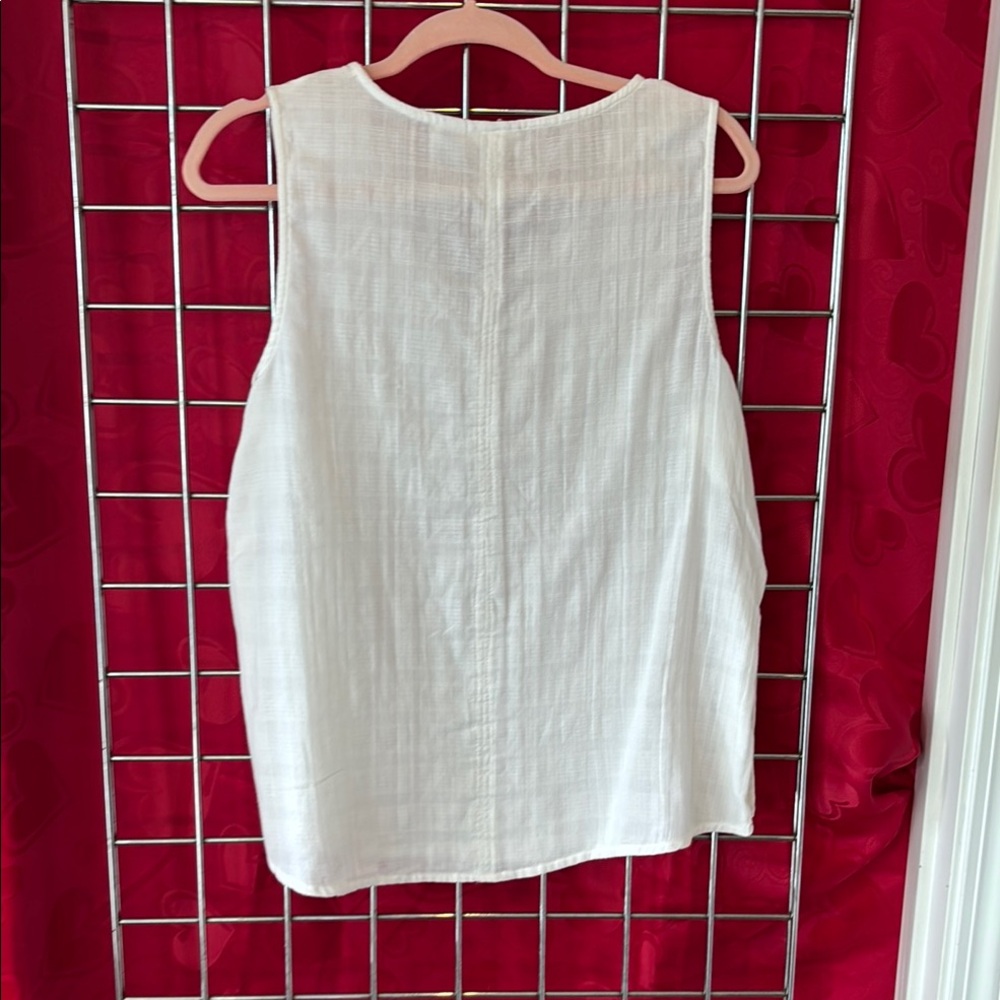 Sigrid Olsen White Boxy Buttoned Tank Top - Picture 3 of 3
